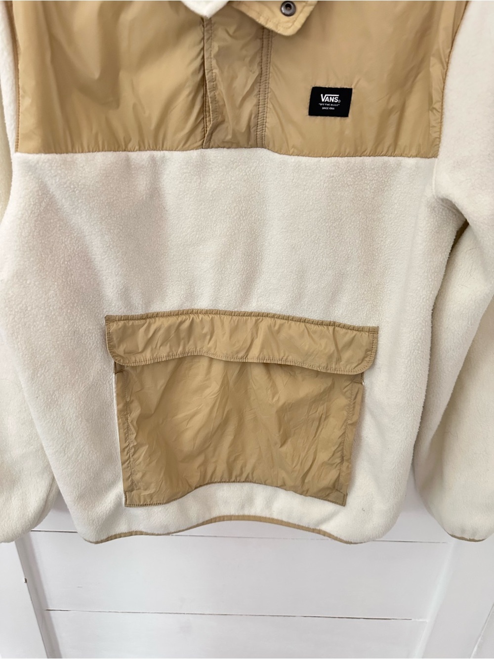 Vans S Mammoth Borg taupe snap neck Velcro pouch unisex fleece skater casual - Picture 4 of 15